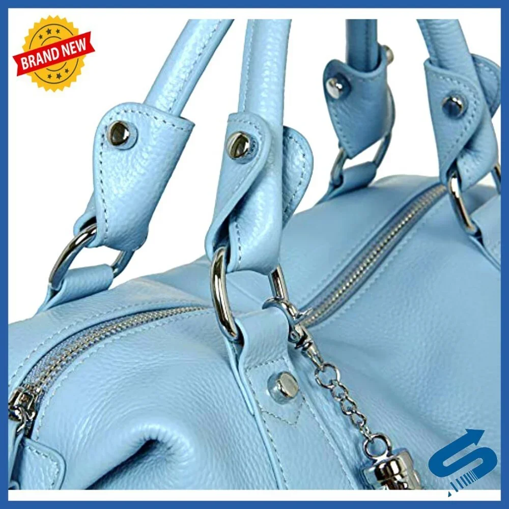 Genuine Leather Satchel Tote Crossbody Bag with Adjustable Strap